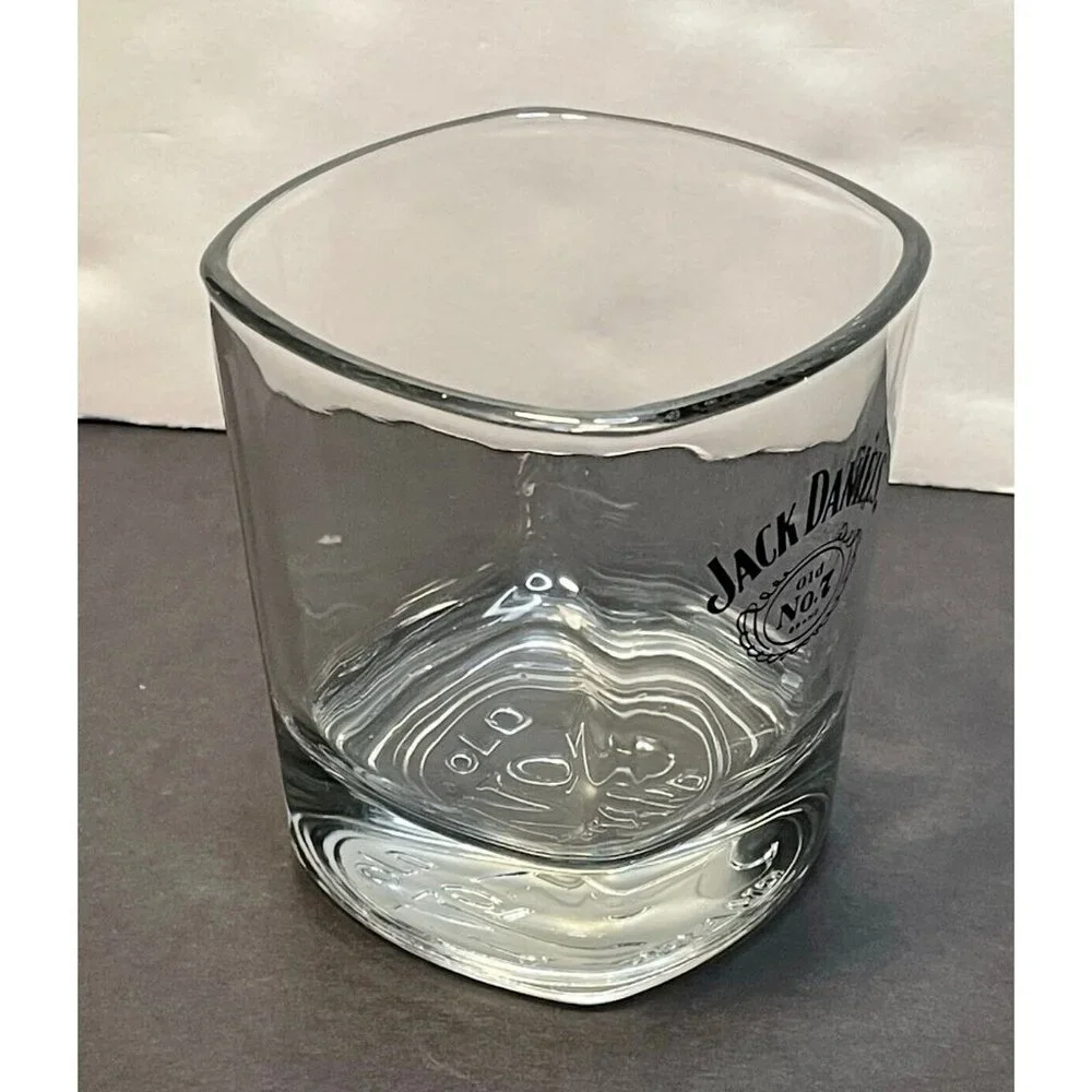 Jack Daniels Old No 7 Whiskey shot glass mug cup square clear
